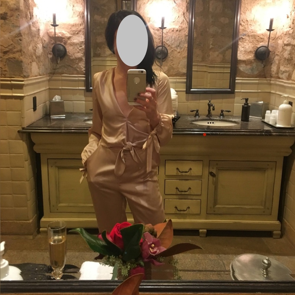 Elegant Satin Jumpsuit in Champagne